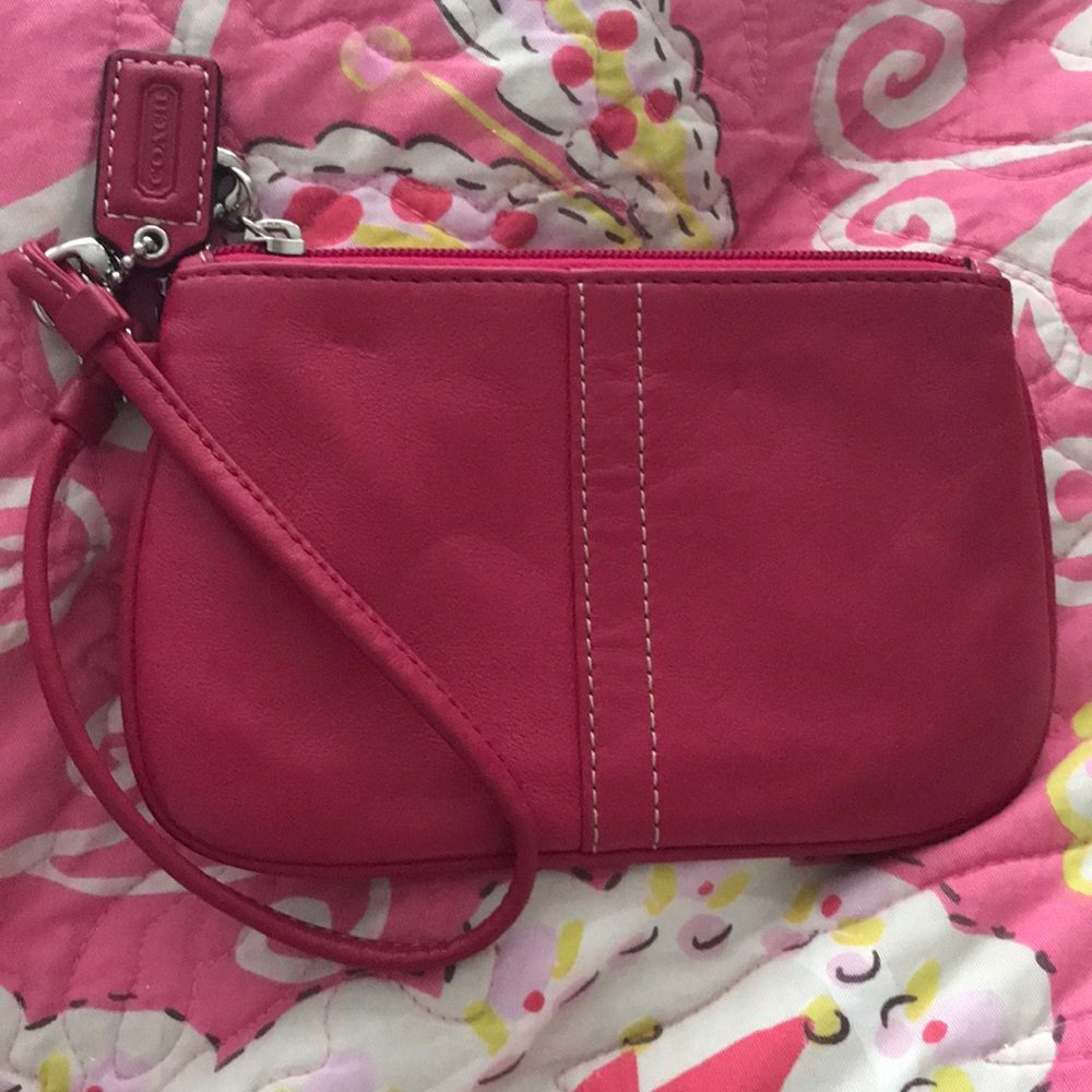 Hot pink coach wristlet